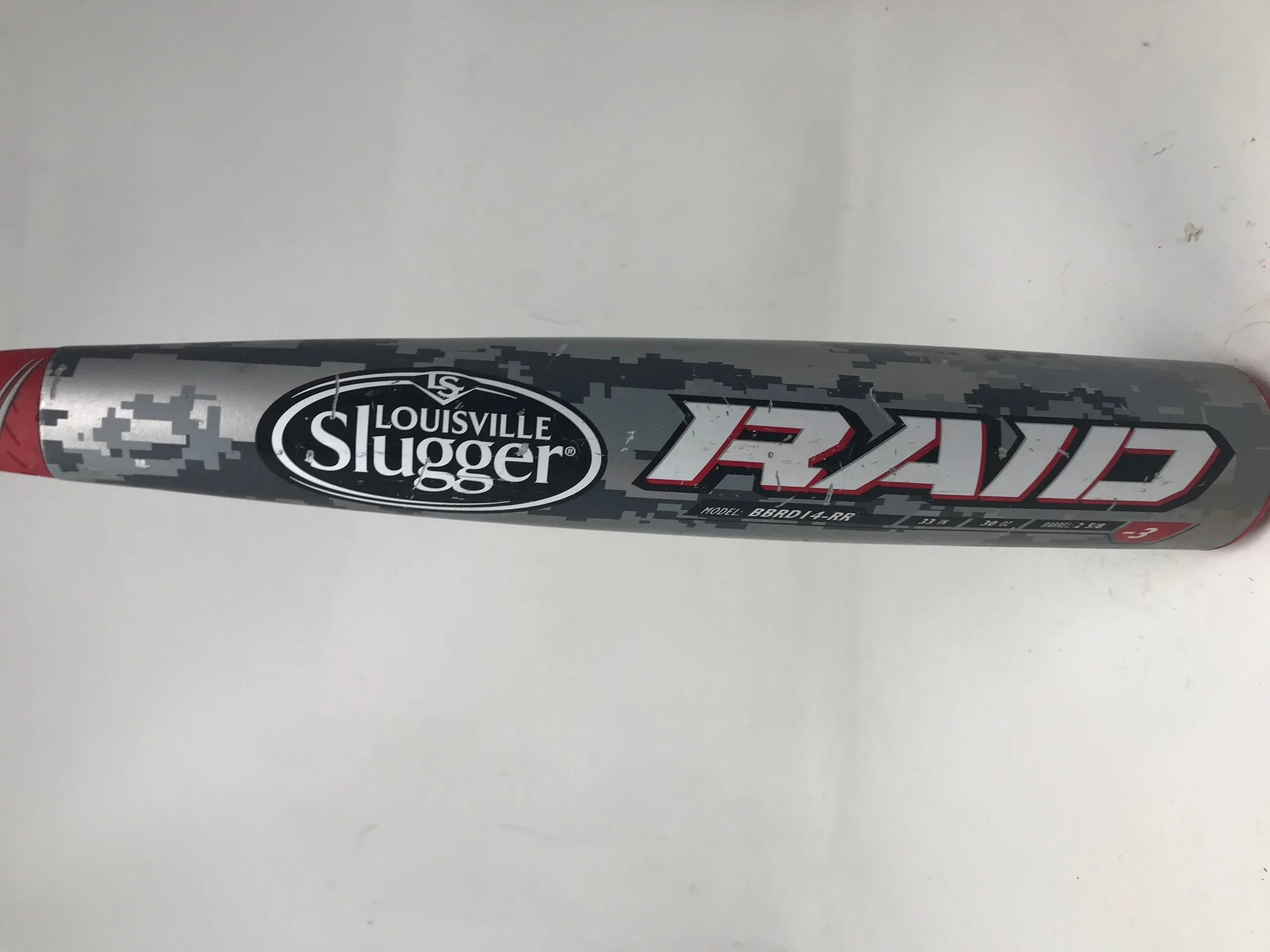 Used 33/30 Louisville Slugger Raid BBCOR Baseball Bat BBRD14-RR -3 2014 2 5/8" 2 Used 33/30 Louisville Slugger Raid BBCOR Baseball Bat BBRD14-RR -3 2014 2 5/8" - Image 2