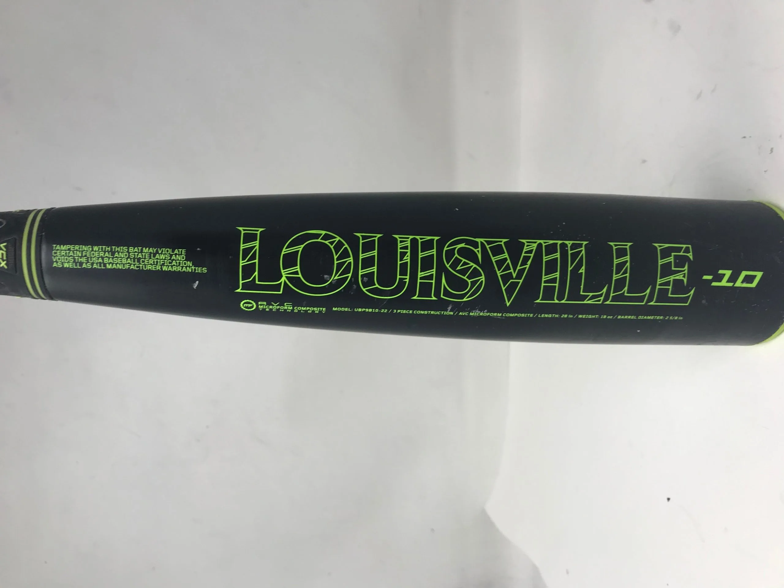 Used Louisville Slugger 2022 Prime (-10) USA Youth Baseball Bat Black/Green 28/18 2 Used Louisville Slugger 2022 Prime (-10) USA Youth Baseball Bat Black/Green 28/18 - Image 2