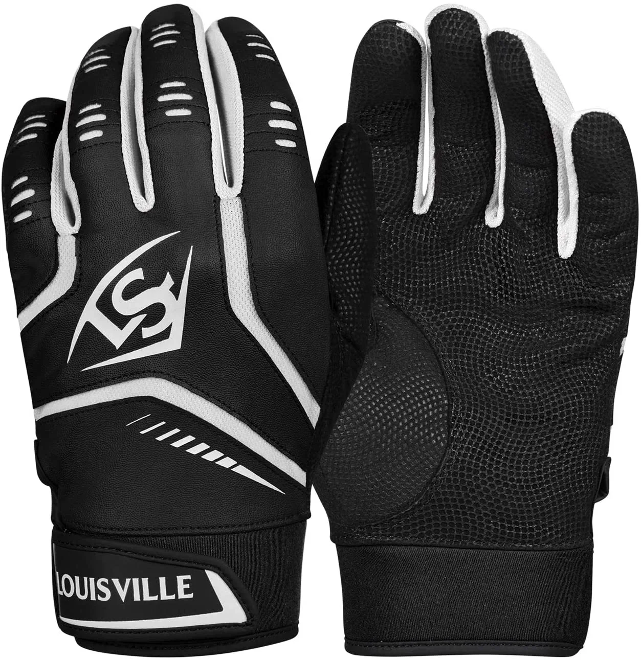 New Louisville Slugger Omaha Adult Batting Gloves Black/White X-Large 1 New Louisville Slugger Omaha Adult Batting Gloves Black/White X-Large