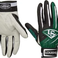 New Louisville Slugger Series 5 Batting Gloves Black/Green/Gray Adult Large