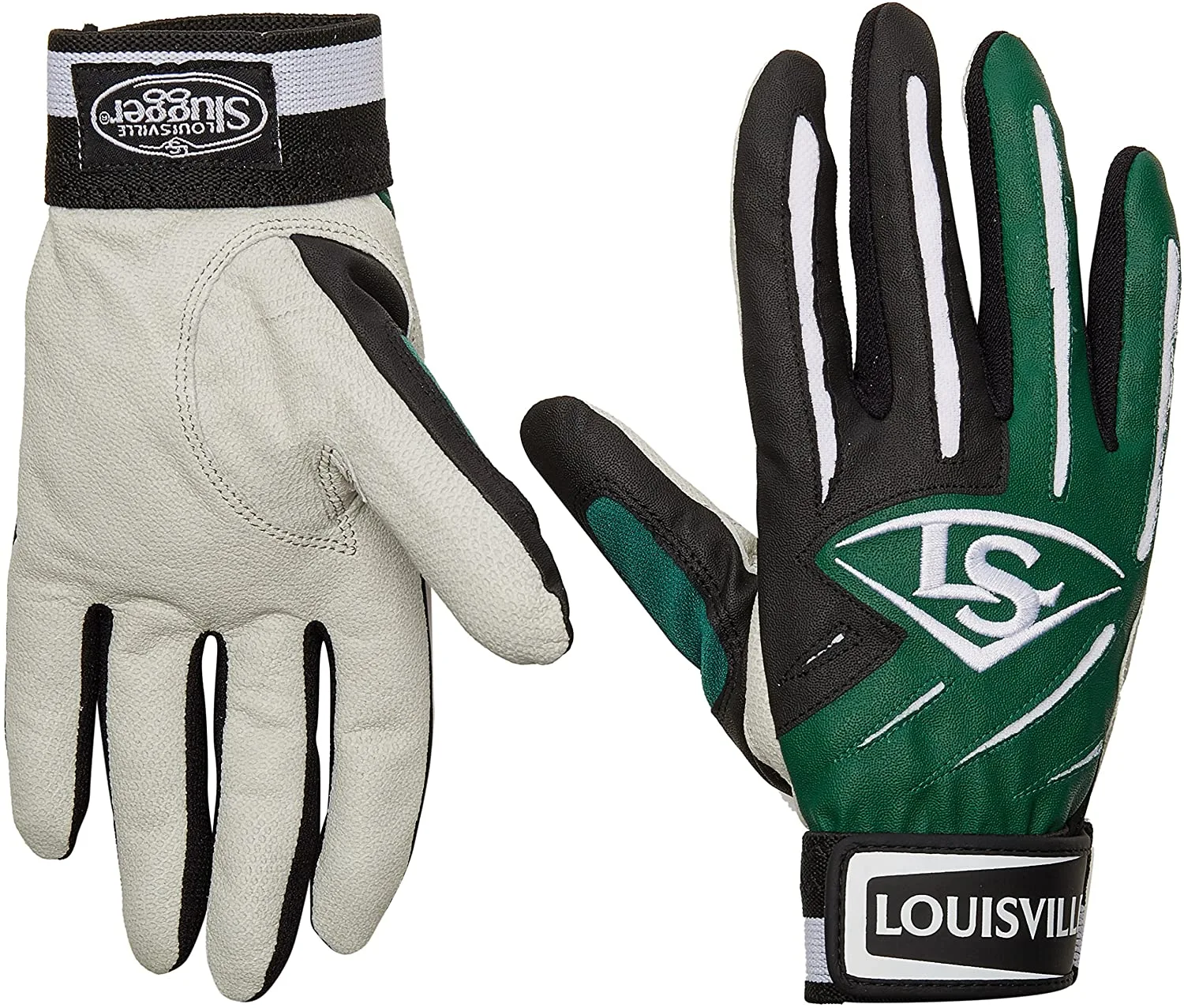 New Louisville Slugger Series 5 Batting Gloves Black/Green/Gray Adult Small 1 New Louisville Slugger Series 5 Batting Gloves Black/Green/Gray Adult Small